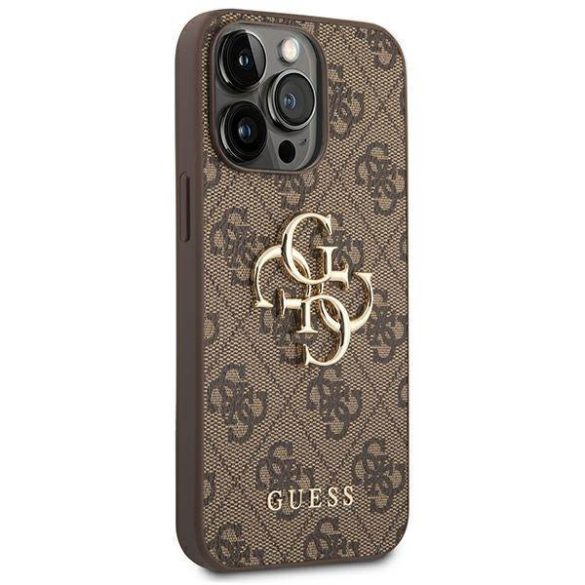 Guess GUHCP14L4GMGBR iPhone 14 Pro 6,1" barna 4G nagy fém logós keménytok