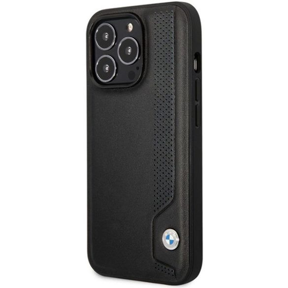 Etui BMW BMHCP14L22RBDK iPhone 14 Pro 6,1" fekete bőr keménytok kék pöttyökkel