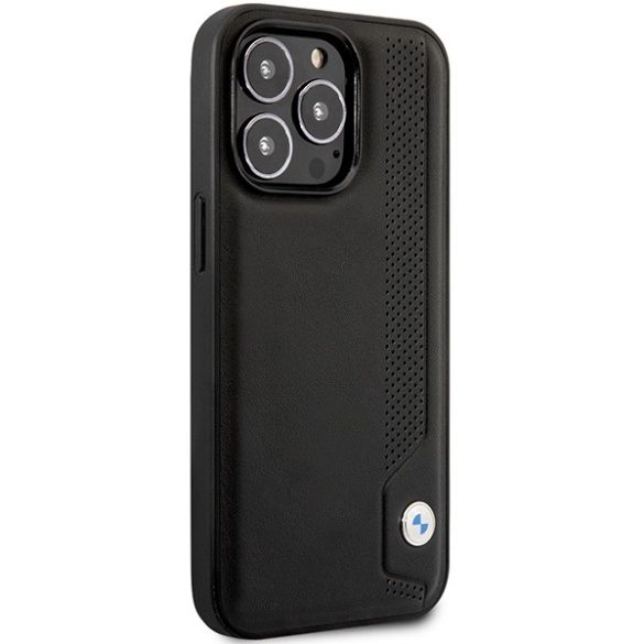 Etui BMW BMHCP14L22RBDK iPhone 14 Pro 6,1" fekete bőr keménytok kék pöttyökkel