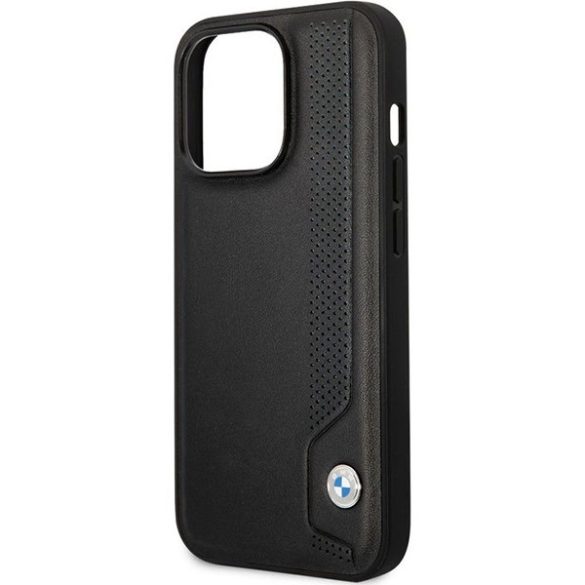 Etui BMW BMHCP14L22RBDK iPhone 14 Pro 6,1" fekete bőr keménytok kék pöttyökkel