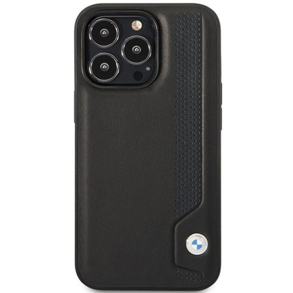 Etui BMW BMHCP14X22RBDK iPhone 14 Pro Max 6,7" fekete bőr keménytok kék pöttyökkel