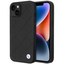   Etui BMW BMHCP14S22RQDK iPhone 14 6.1" fekete bőr steppelt tok