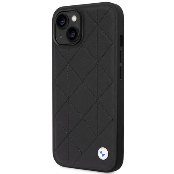 Etui BMW BMHCP14S22RQDK iPhone 14 / 15 / 13 6.1" fekete bőr steppelt tok