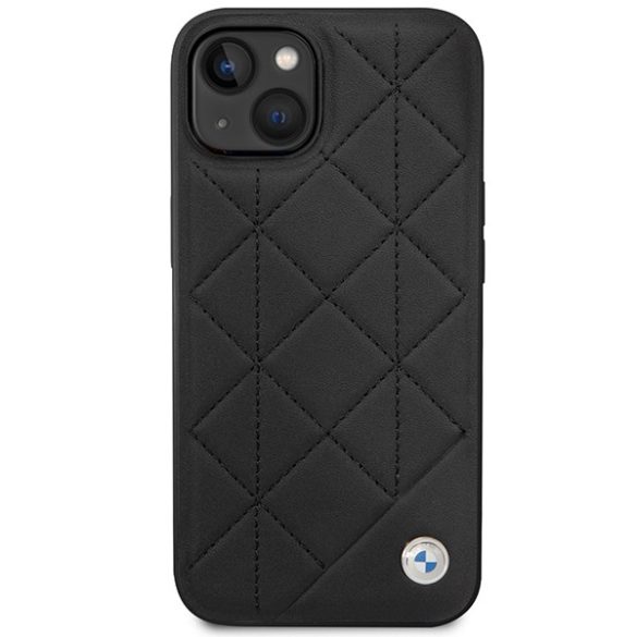 Etui BMW BMHCP14S22RQDK iPhone 14 / 15 / 13 6.1" fekete bőr steppelt tok