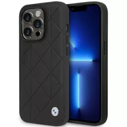   Etui BMW BMHCP14L22RQDK iPhone 14 Pro 6,1" fekete Bőr steppelt tok