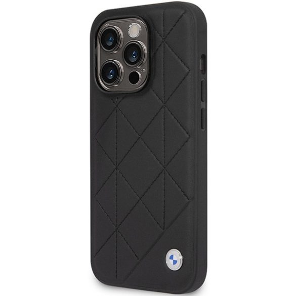 Etui BMW BMHCP14L22RQDK iPhone 14 Pro 6,1" fekete Bőr steppelt tok