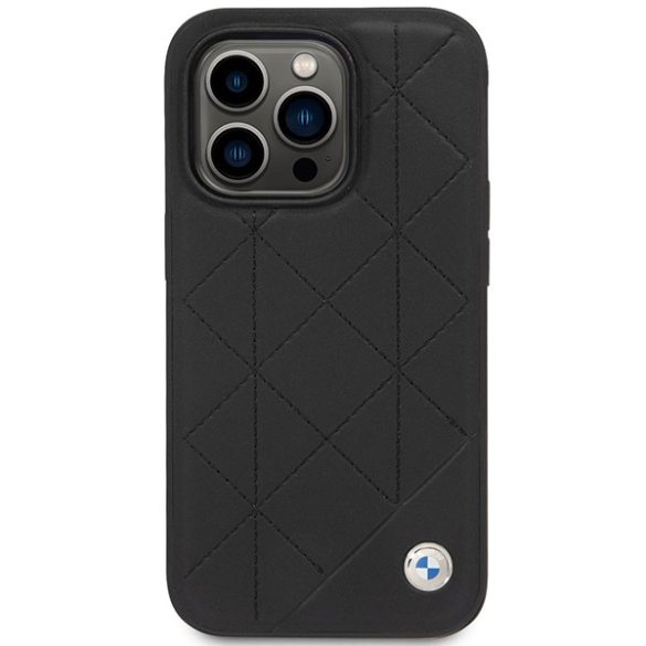 Etui BMW BMHCP14L22RQDK iPhone 14 Pro 6,1" fekete Bőr steppelt tok