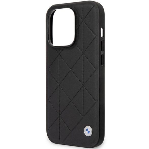 Etui BMW BMHCP14L22RQDK iPhone 14 Pro 6,1" fekete Bőr steppelt tok