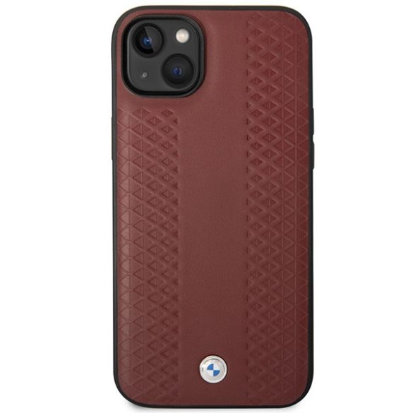 Etui BMW BMHCP14S22RFGR iPhone 14 / 15 / 13 6.1" bordó bőr gyémántmintás bordó színben tok