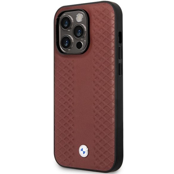 Etui BMW BMHCP14L22RFGR iPhone 14 Pro 6,1" burgundi bőr gyémántmintás tok