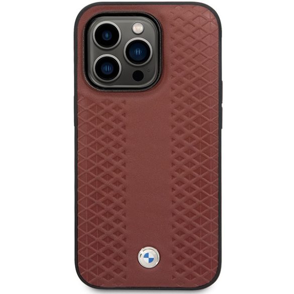 Etui BMW BMHCP14L22RFGR iPhone 14 Pro 6,1" burgundi bőr gyémántmintás tok