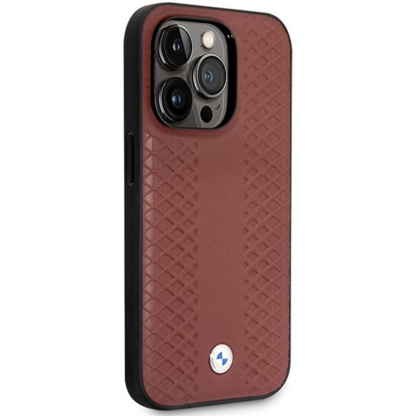 Etui BMW BMHCP14L22RFGR iPhone 14 Pro 6,1" burgundi bőr gyémántmintás tok