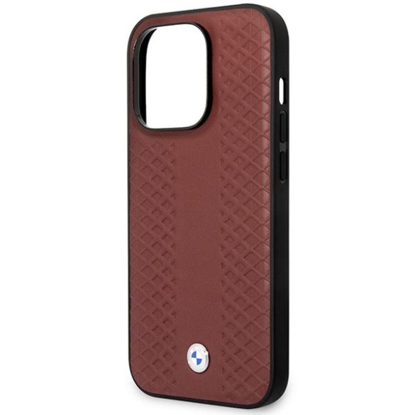 Etui BMW BMHCP14L22RFGR iPhone 14 Pro 6,1" burgundi bőr gyémántmintás tok