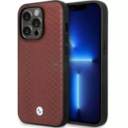   Etui BMW BMHCP14X22RFGR iPhone 14 Pro Max 6,7" burgundi bőr gyémántmintás tok