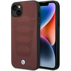   Etui BMW BMHCP14S22RPSR iPhone 14 6.1" bordó bőr ülésminta tok