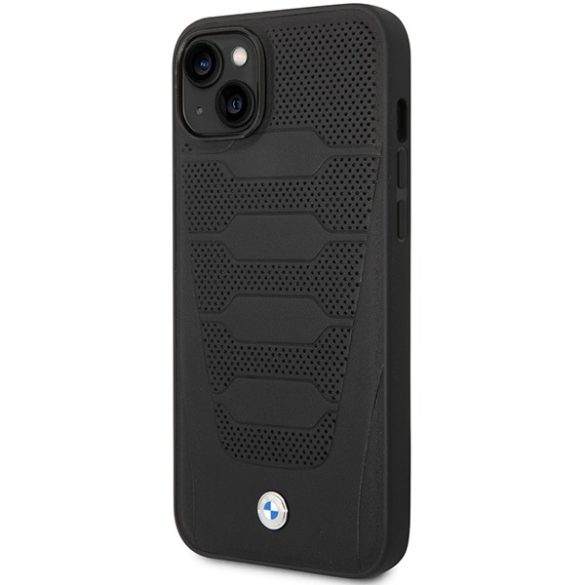 Etui BMW BMHCP14S22RPSK iPhone 14 / 15 / 13 6.1" fekete bőrülés minta tok