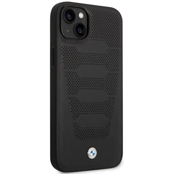 Etui BMW BMHCP14S22RPSK iPhone 14 / 15 / 13 6.1" fekete bőrülés minta tok