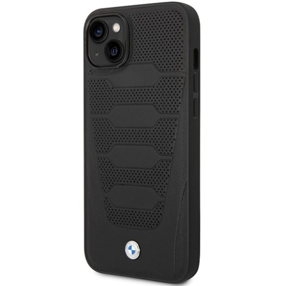 Etui BMW BMHCP14S22RPSK iPhone 14 / 15 / 13 6.1" fekete bőrülés minta tok