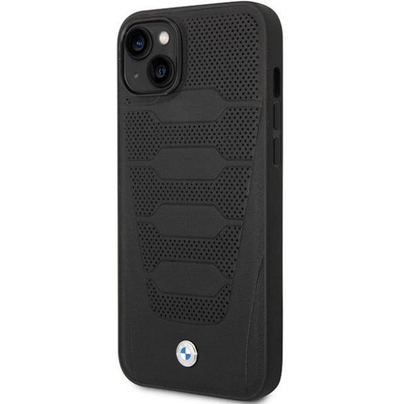 Etui BMW BMHCP14S22RPSK iPhone 14 / 15 / 13 6.1" fekete bőrülés minta tok