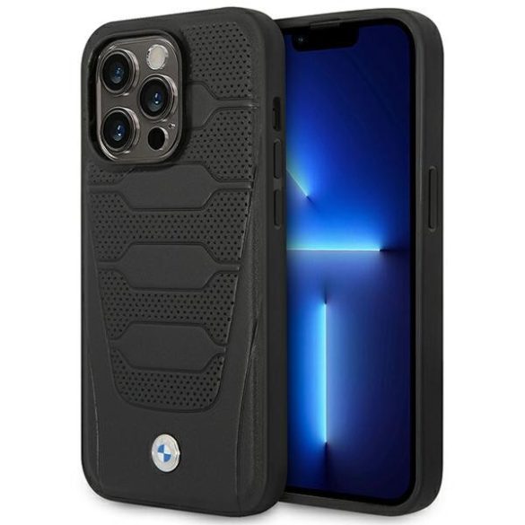 Etui BMW BMHCP14X22RPSK iPhone 14 Pro Max 6,7" fekete bőr ülésminta tok