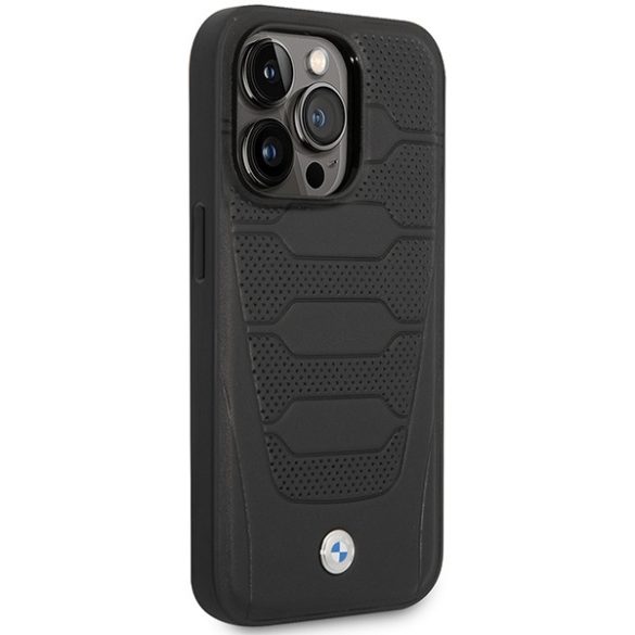 Etui BMW BMHCP14X22RPSK iPhone 14 Pro Max 6,7" fekete bőr ülésminta tok