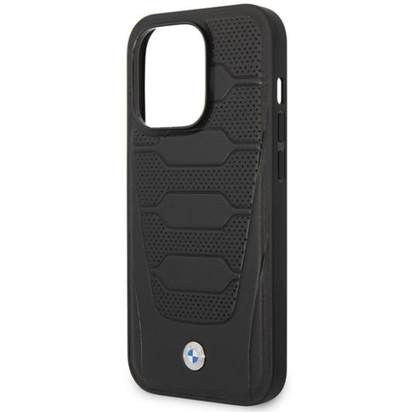 Etui BMW BMHCP14X22RPSK iPhone 14 Pro Max 6,7" fekete bőr ülésminta tok