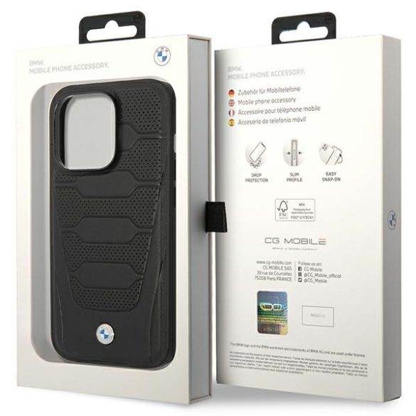 Etui BMW BMHCP14X22RPSK iPhone 14 Pro Max 6,7" fekete bőr ülésminta tok