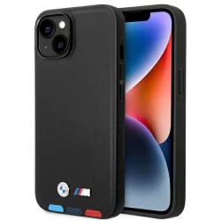   Etui BMW BMHCP14S22PTDK iPhone 14 6.1" fekete bőr bélyegző Tricolor tok