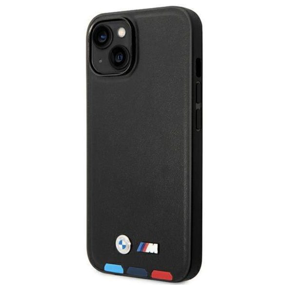 Etui BMW BMHCP14S22PTDK iPhone 14 / 15 / 13 6.1" fekete bőr bélyegző Tricolor tok