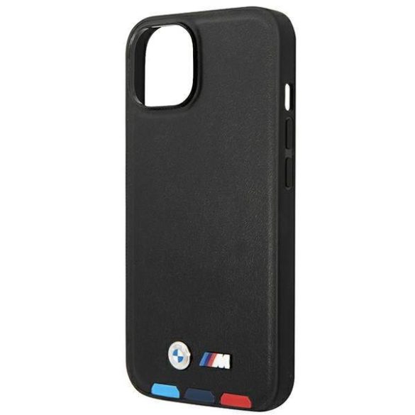 Etui BMW BMHCP14S22PTDK iPhone 14 / 15 / 13 6.1" fekete bőr bélyegző Tricolor tok