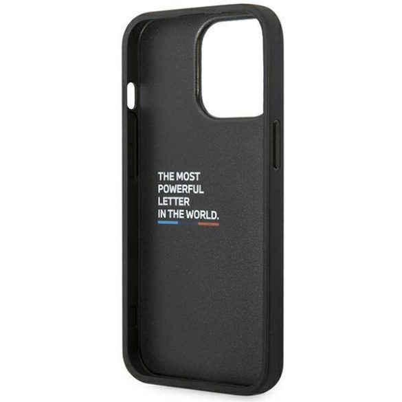 BMW BMHCP14L22PTDK iPhone 14 Pro 6,1" fekete bőr Stamp Tricolor tok