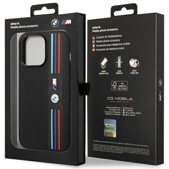 Etui BMW BMHCP14L22PPMK iPhone 14 Pro 6,1" fekete Tricolor M kollekció tok