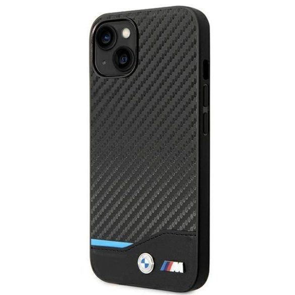 Etui BMW BMHCP14S22NBCK iPhone 14 / 15 / 13 6.1" fekete bőr Carbon tok