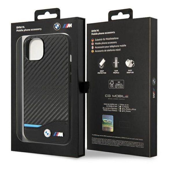 Etui BMW BMHCP14S22NBCK iPhone 14 6.1" fekete bőr Carbon tok