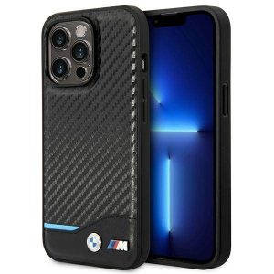 BMW BMHCP14L22NBCK iPhone 14 Pro 6,1" fekete bőr Carbon tok