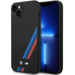   Etui BMW BMHCP14M22SOTK iPhone 14 Plus 6,7" fekete szilikon ferde csíkokkal tok