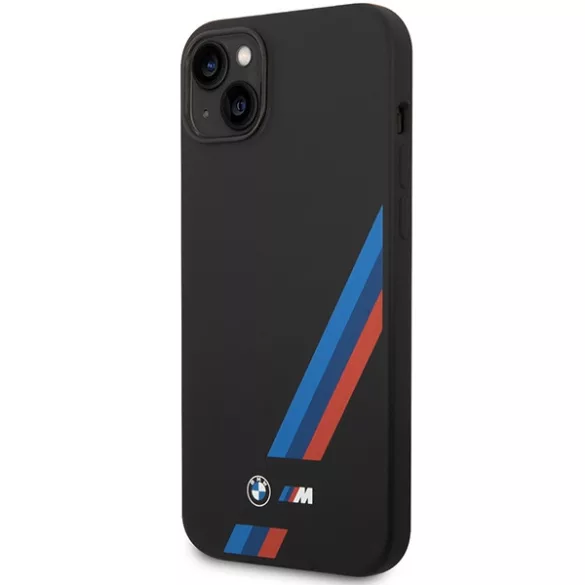 Etui BMW BMHCP14M22SOTK iPhone 14 Plus 6,7" fekete szilikon ferde csíkokkal tok