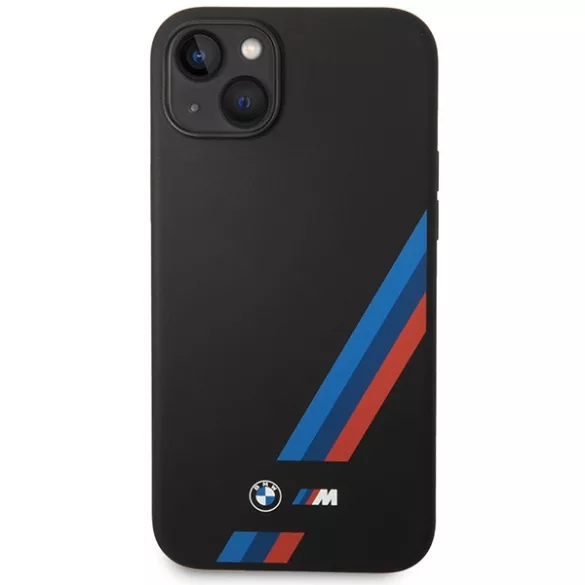 Etui BMW BMHCP14M22SOTK iPhone 14 Plus 6,7" fekete szilikon ferde csíkokkal tok