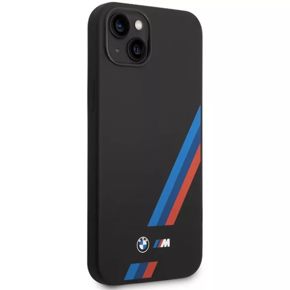 Etui BMW BMHCP14M22SOTK iPhone 14 Plus 6,7" fekete szilikon ferde csíkokkal tok