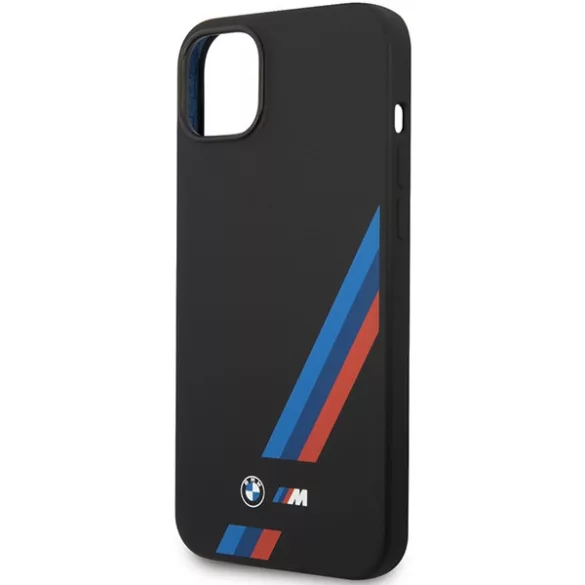 Etui BMW BMHCP14M22SOTK iPhone 14 Plus 6,7" fekete szilikon ferde csíkokkal tok