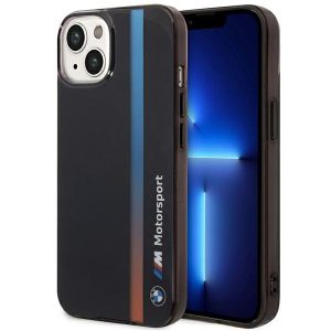 Etui BMW BMHCP14S22HVGV iPhone 14 / 15 / 13 6.1" fekete IML tricolor csíkozású csíkok tok