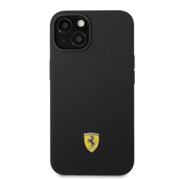 Ferrari FEHMSIP14SBK iPhone 14 / 15 / 13 6.1" fekete keménytok szilikon fém logó Magsafe