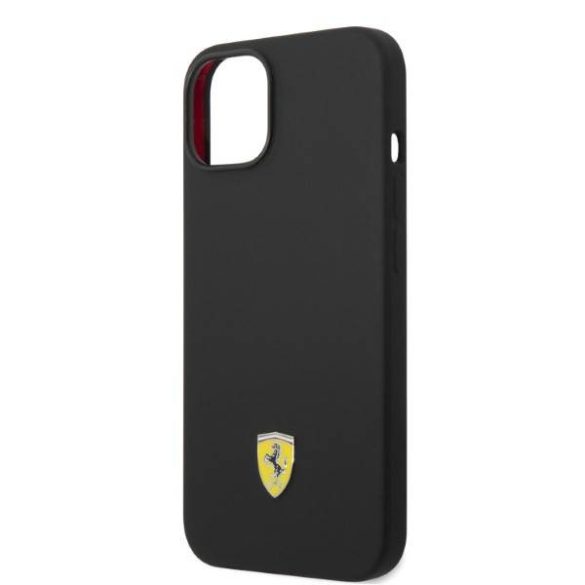 Ferrari FEHMSIP14SBK iPhone 14 / 15 / 13 6.1" fekete keménytok szilikon fém logó Magsafe