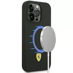   Ferrari FESSIHMP14XBK iPhone 14 Pro Max 6,7" fekete szilikon fém logós Magsafe keménytok