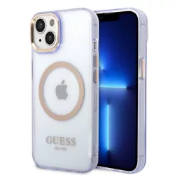   Guess GUHMP14SHTCMU iPhone 14 6.1" lila keménytok Arany kontúrú, áttetsző MagSafe