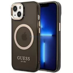   Guess GUHMP14MHTCMK iPhone 14 Plus 6.7" fekete keménytok arany kontúrú, áttetsző MagSafe áttetsző tok