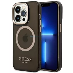   Guess GUHMP14XHTCMK iPhone 14 Pro Max 6,7" fekete áttetsző Magsafe keménytok arany kontúrral