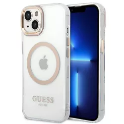   Guess GUHMP14SHTRMD iPhone 14 6.1" arany keménytok fém kontúr Magsafe