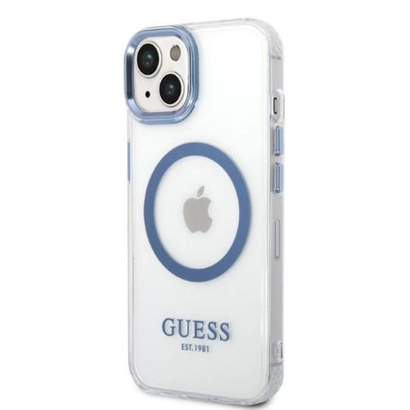 Guess GUHMP14MHTRMB iPhone 14 Plus / 15 Plus 6.7" kék keménytok Fém körvonalú Magsafe tok