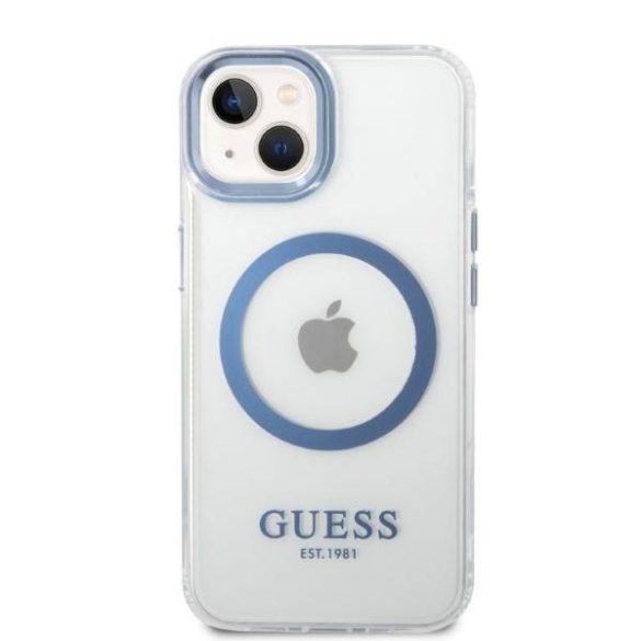 Guess GUHMP14MHTRMB iPhone 14 Plus / 15 Plus 6.7" kék keménytok Fém körvonalú Magsafe tok